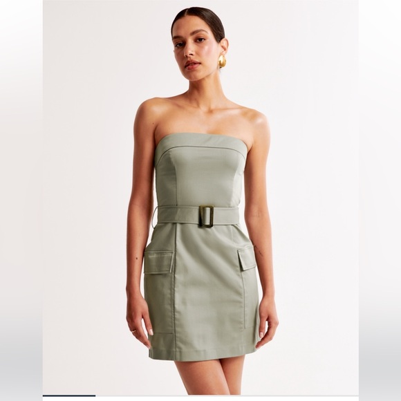 Abercrombie & Fitch Strapless Sage Green Dress - Picture 2 of 8